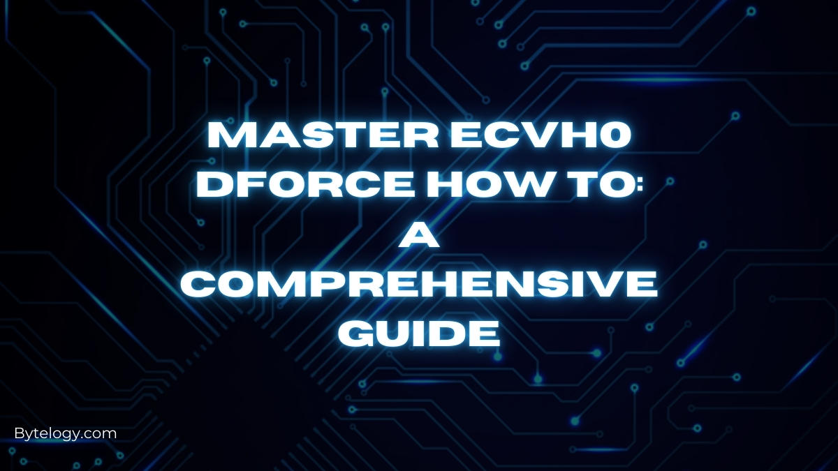 Master ECVH0 dForce How to